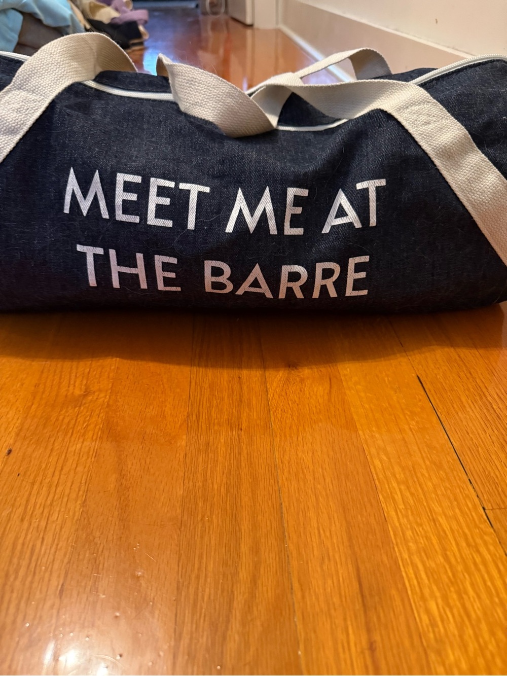 Meet Me At The Barre Navy Canvas Travel Duffel
